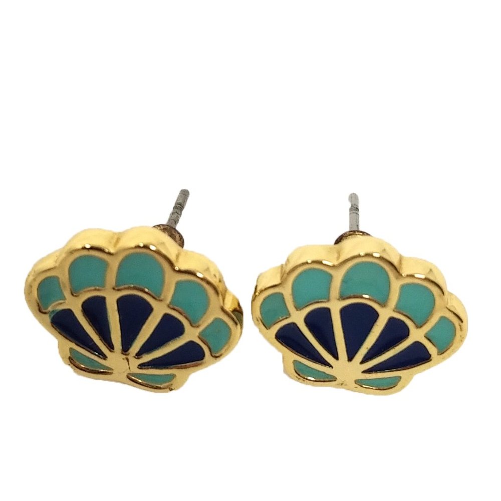 Navy and Blue Shell Stud Earrings